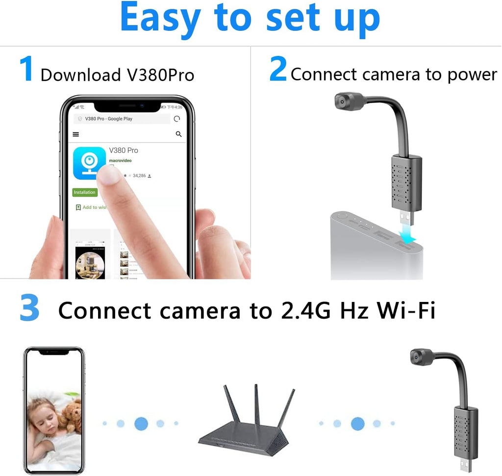 Indoor Security Camera WiFi, HD 1080P IP Camera with Motion Detection, Night Vision, Cloud Storage B9401