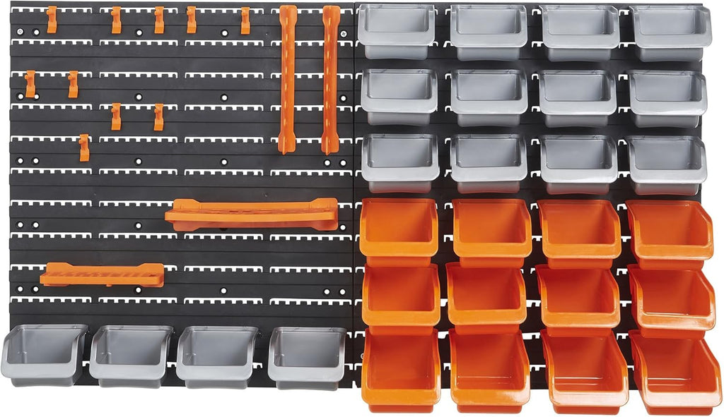 44 Piece Wall Mounted Pegboard Hook Storage Bins and Panel Set O662