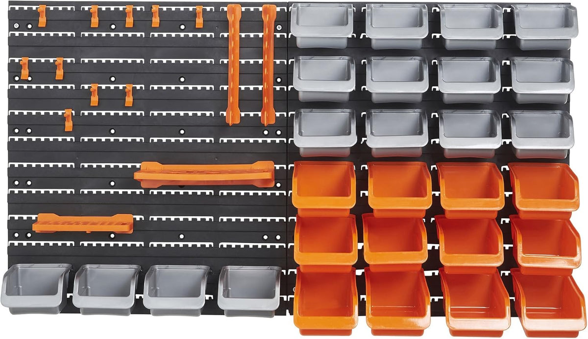 44 Piece Wall Mounted Pegboard Hook Storage Bins and Panel Set O662