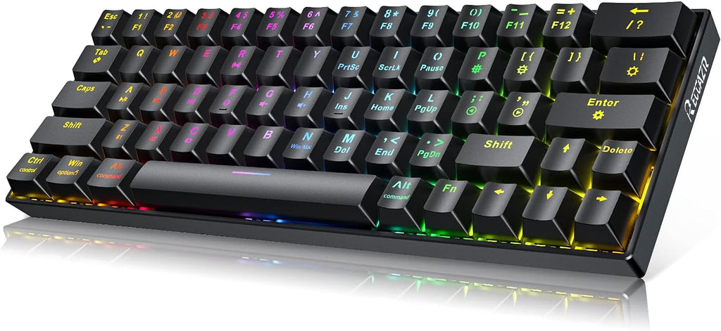 Wireless & Wired 63 Keys Gaming Keyboard with RGB Backlight, Red Switch, 2000mAh Battery, Pack of 2 O86214