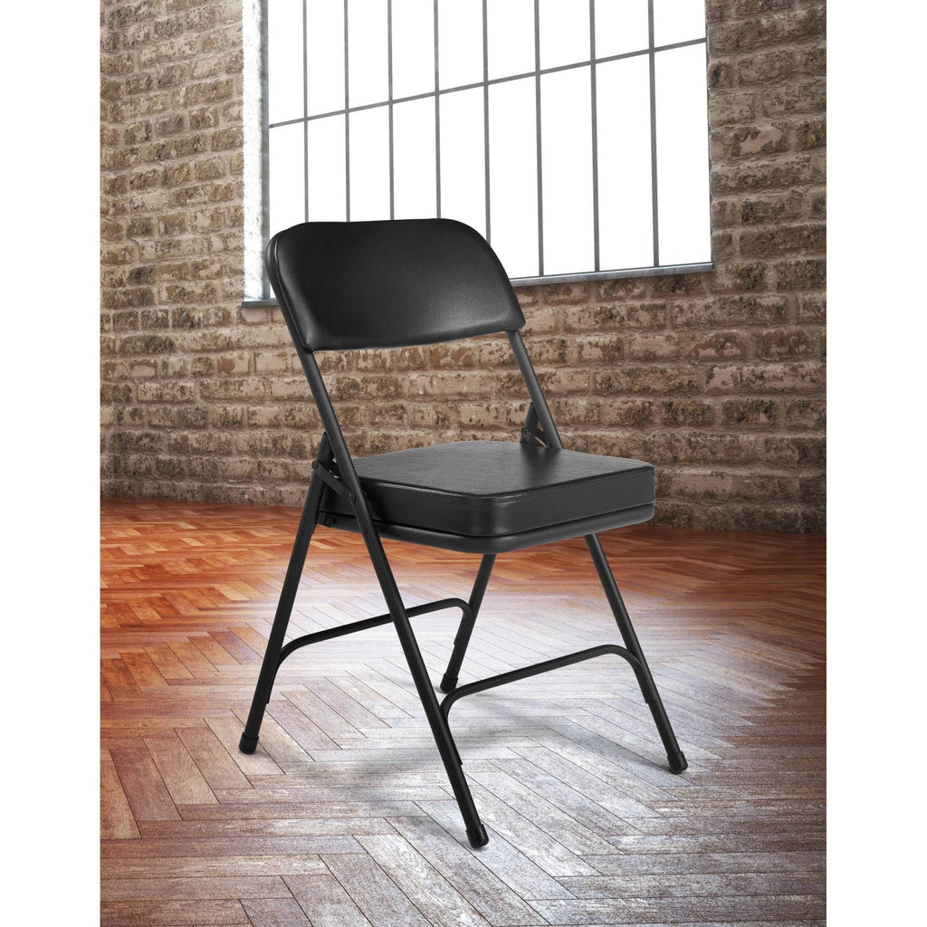 Black Vinyl Padded Folding Chairs Set of 2 S11990
