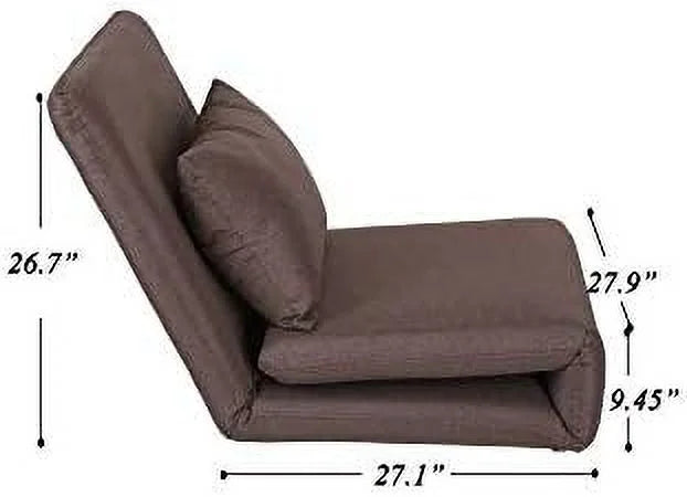 Linen Chair Beige 5-Position Adjustable Sofa V6098