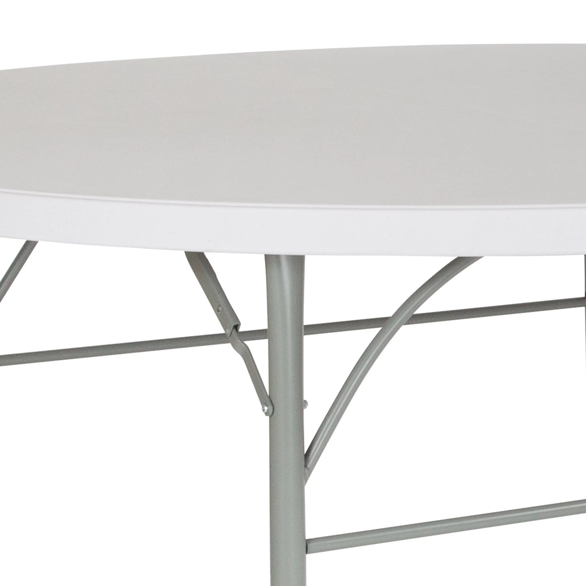 6-Foot Round Bi-Fold White Plastic Folding Table with Carrying Handle A229