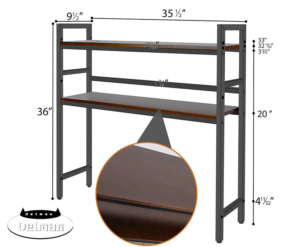 Black 2-Tier Metal and Wooden Desktop Bookshelf D43078