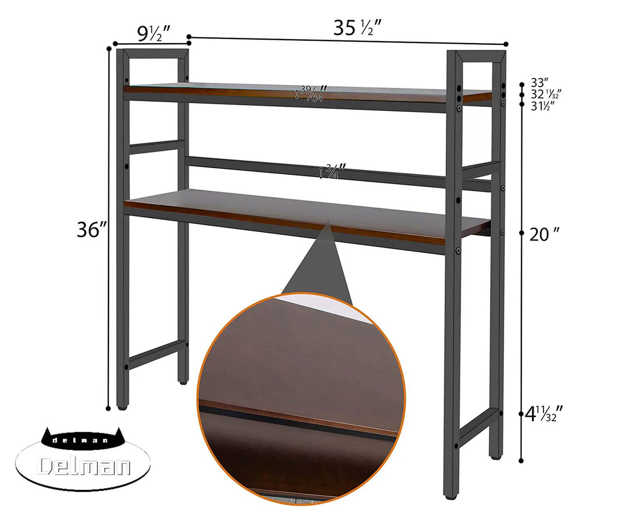 Black 2-Tier Metal and Wooden Desktop Bookshelf D43078