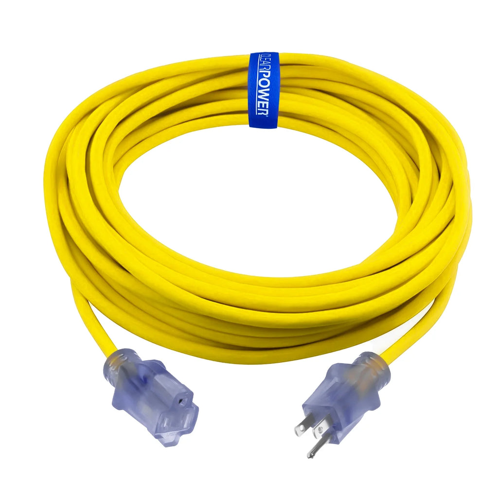 12/3 SJTW 50 ft Heavy Duty Outdoor Extension Cord & 5-Outlet Adapter Combo Y96960