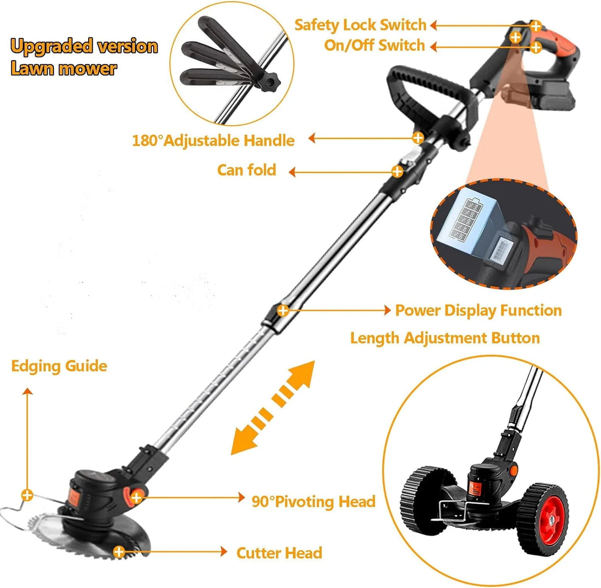 Cordless Electric Grass Trimmer with 3 Types Blades 2 Batteries R341
