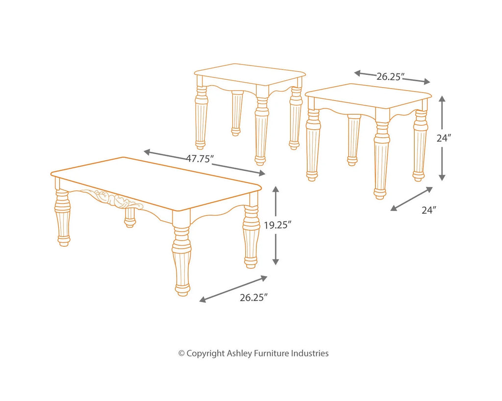 Faux Marble 3-Piece Table Set with Coffee Table and 2 End Tables, Dark Brown W82745