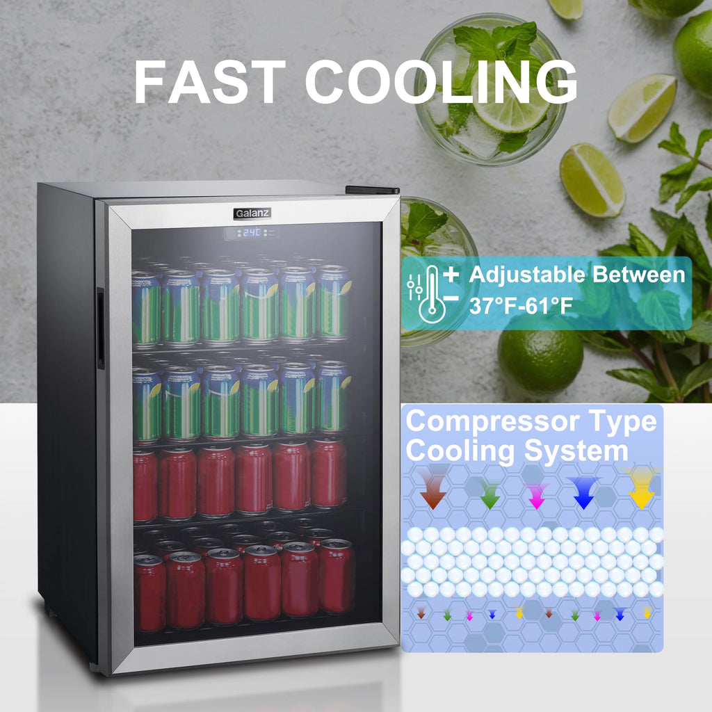 4.5 Cu ft 152 Can Stainless Steel Beverage Center Mini Fridge H13760