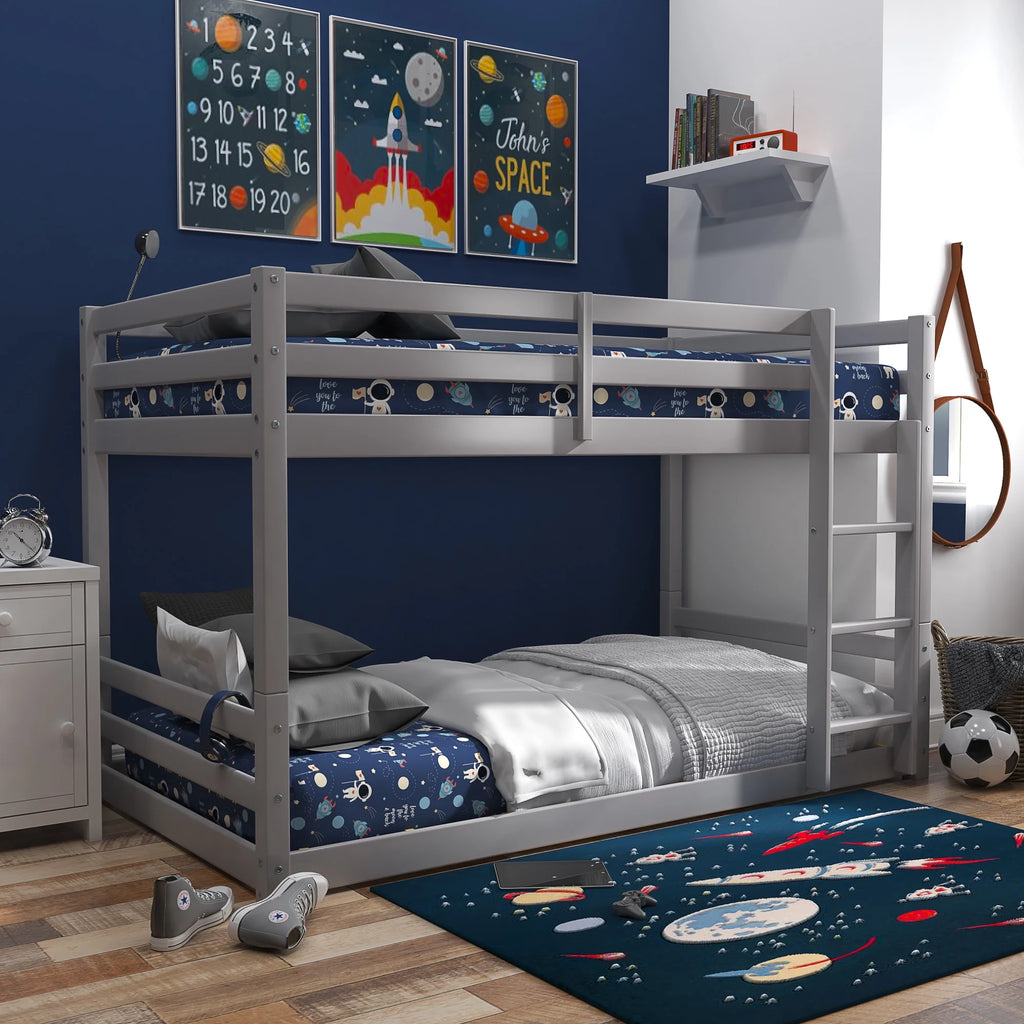 Black Wood Twin Over Twin Convertible Bunk Bed Y3054