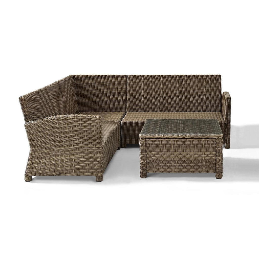 4Pc Outdoor Wicker Sectional Set Sangria Weathered Brown S50253