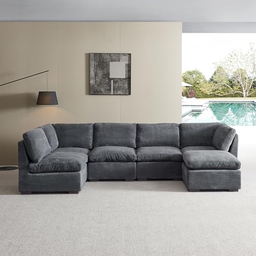 Oversized Modular 6 Seaters Cloud Sectional Sofa with Reversible Chaises R313