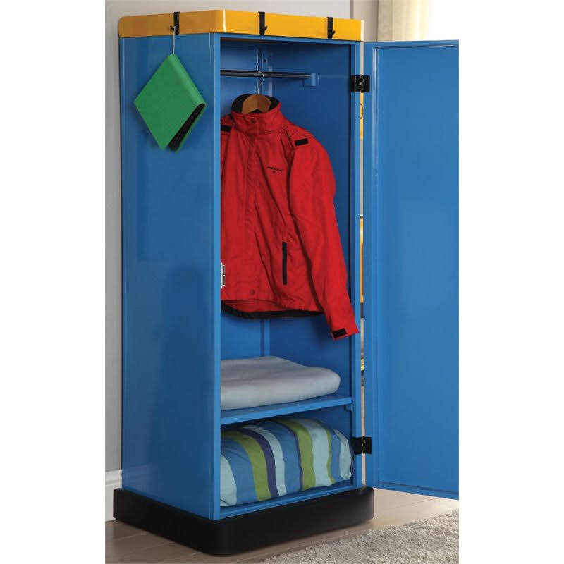 Blue Metal Kids Wardrobe Armoire S75305