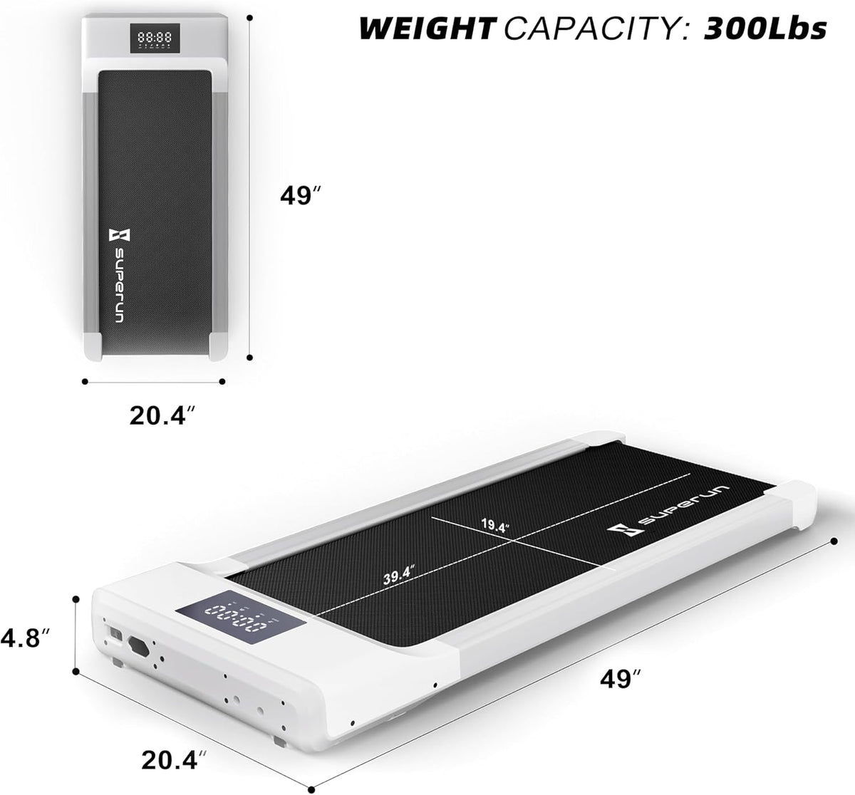 Walking Pad Under Desk Treadmill with Remote Control LED Display L604298