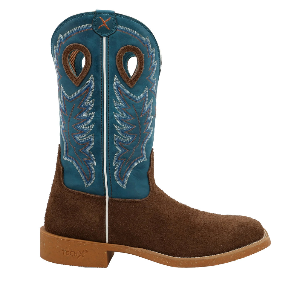 Chocolate Roughout 12in Square Toe Brown Work Boots W93599