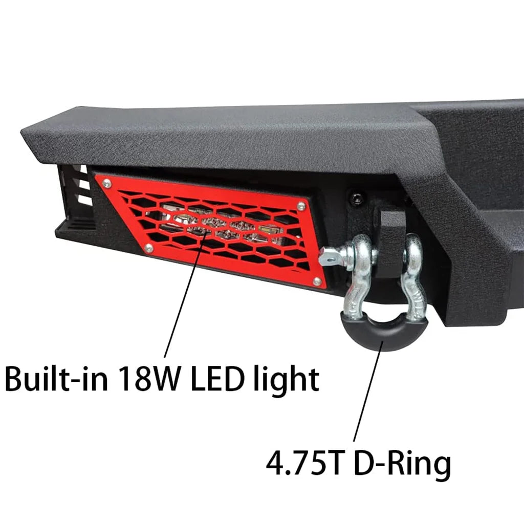 Front & Rear Bumper Combos with Winch Plate LED Work Lights Q376