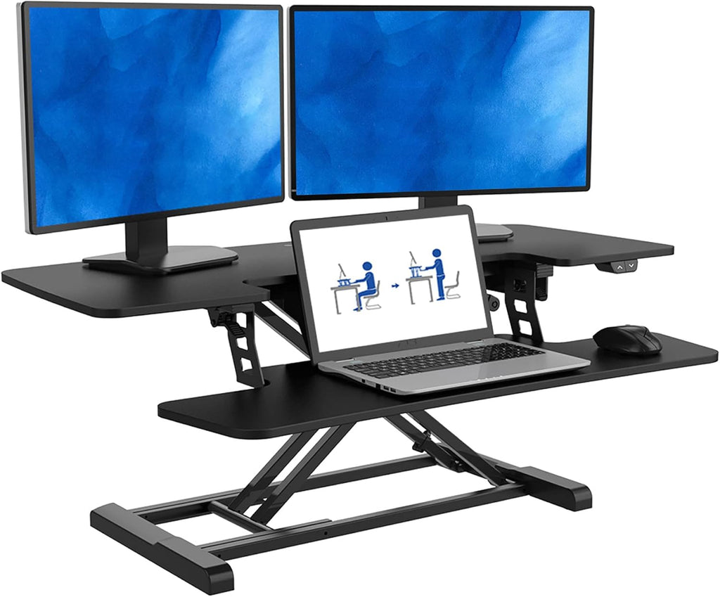 Electric Standing Desk Converter with Quick Release Keyboard Tray O33864