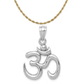 14K White Gold Om Symbol Pendant With 14K Yellow Gold Rope Chain 16" X25313