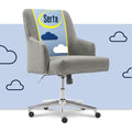 Beige Velvet Mid-Back Office Chair with Wheels Y291