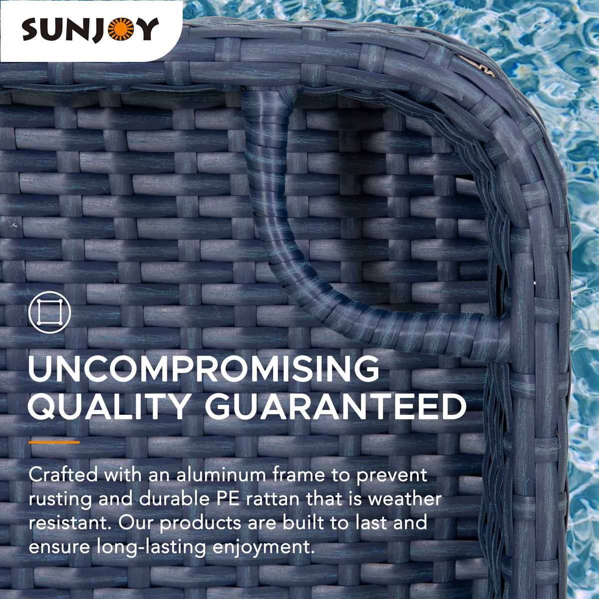 Navy Wicker Floating Pool Tray with Aluminum Frame X514