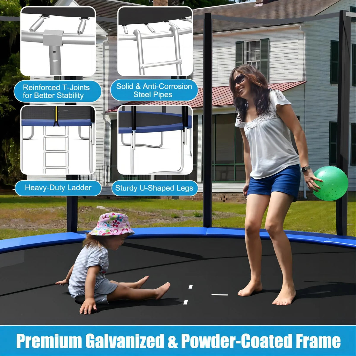 10ft Trampoline with Enclosure Net and Ladder D472