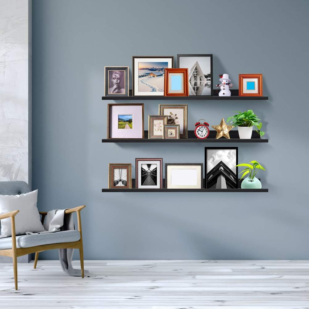 47 Inch Black Floating Shelf Set of 3 J3824