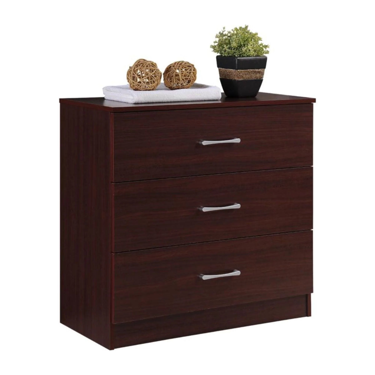 Mahogany Brown 3 Storage Drawers Bedroom Chest D144436