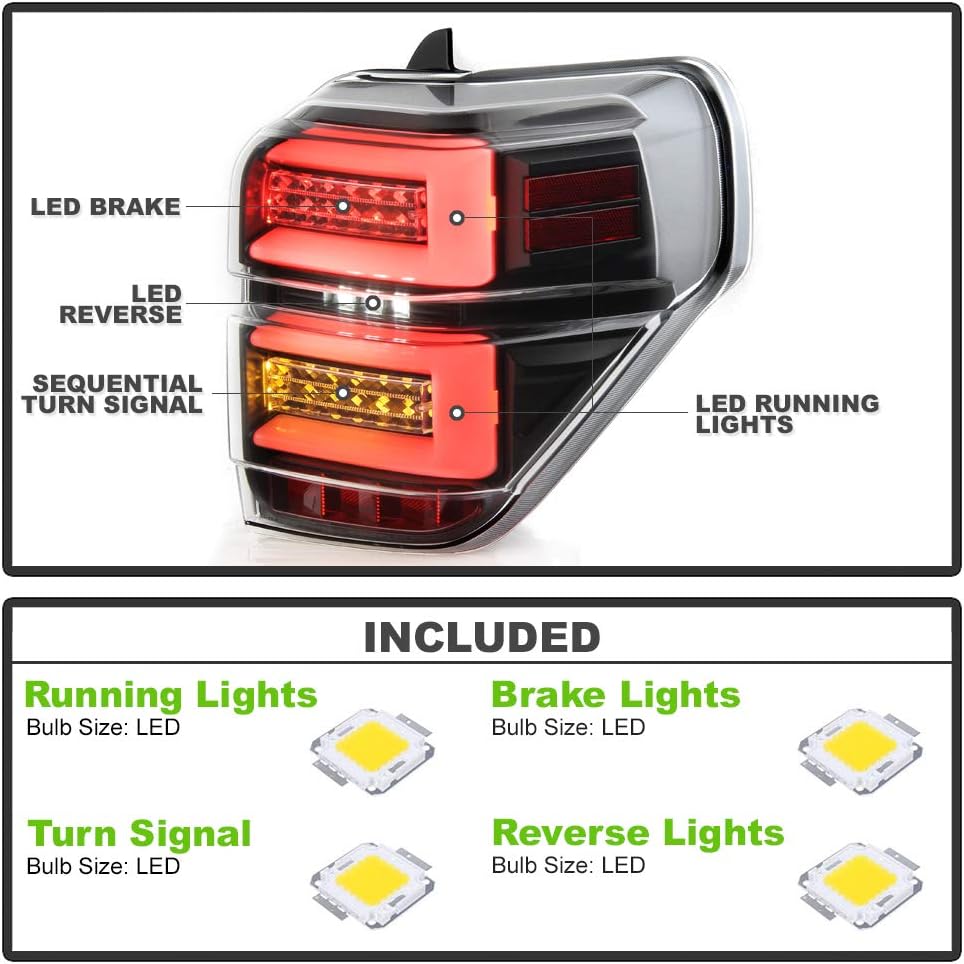 Black Housing Full LED Tube Tail Lights A213101