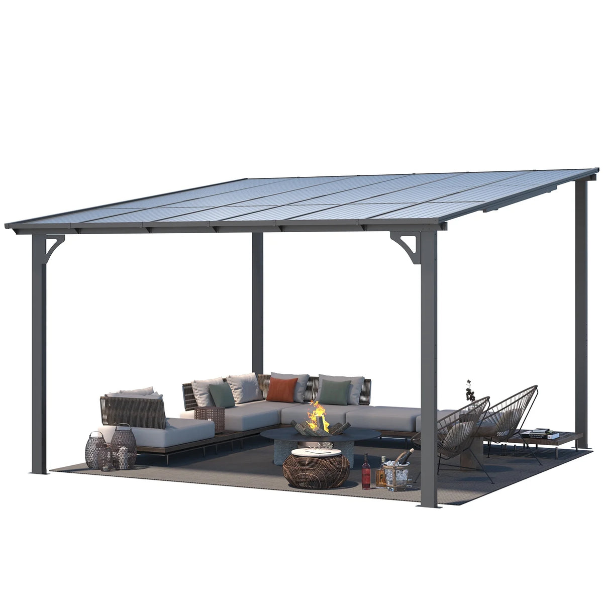 12' x 12' Gray Hardtop Aluminum Gazebo Q2359
