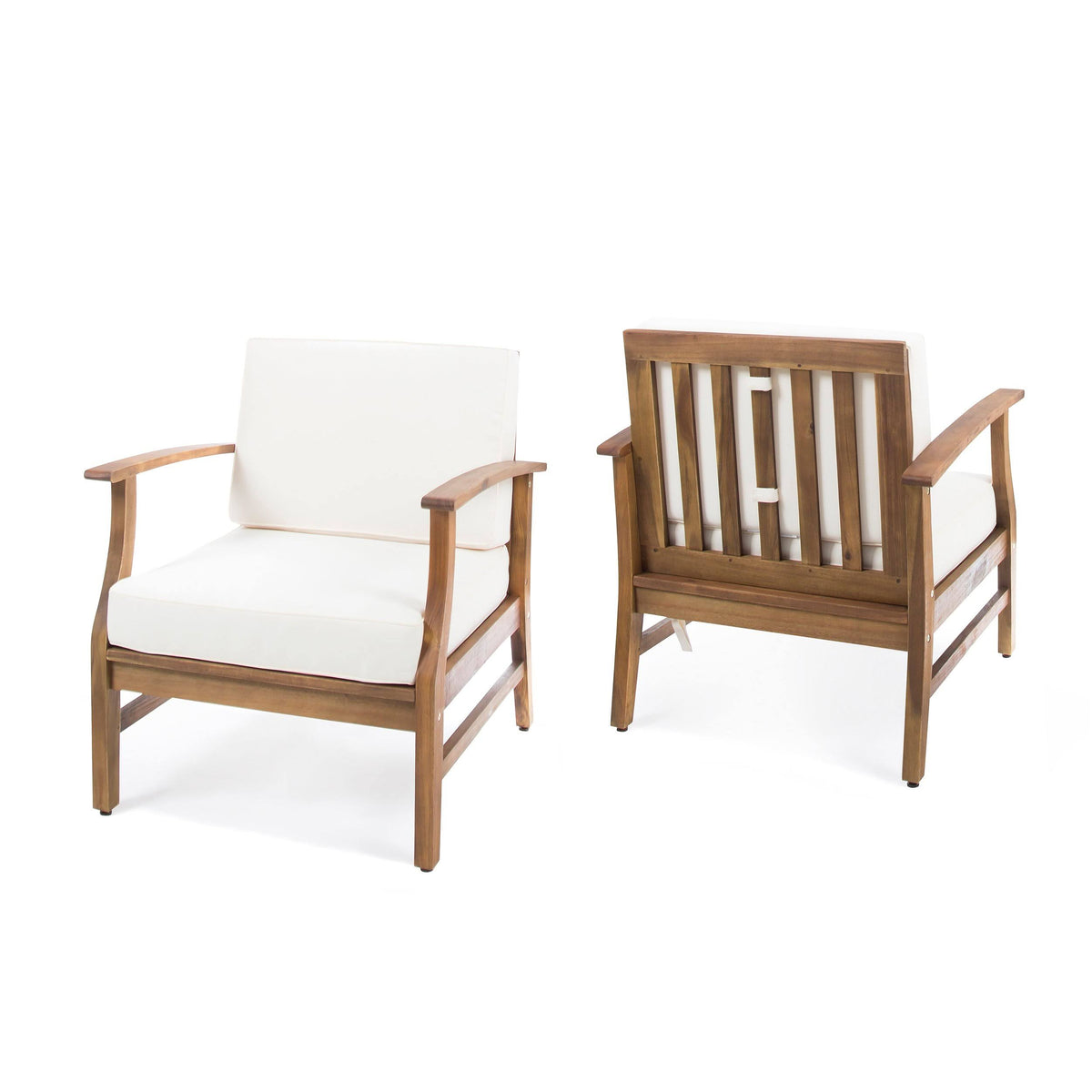 Outdoor Teak Finished Acacia Wood Club Chairs Q19591