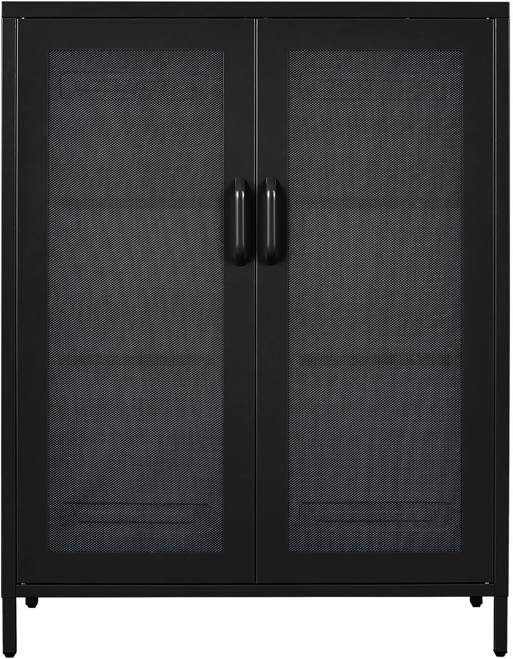 Black Metal Storage Cabinet with 2 Adjustable Shelves and Lock E7813