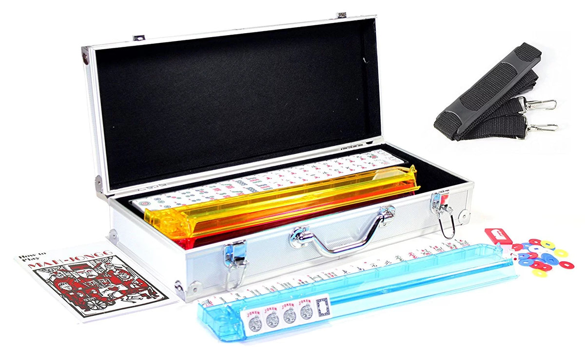 American Mahjong Set with 4 RACKS in Aluminum Case 166 Tiles W789696