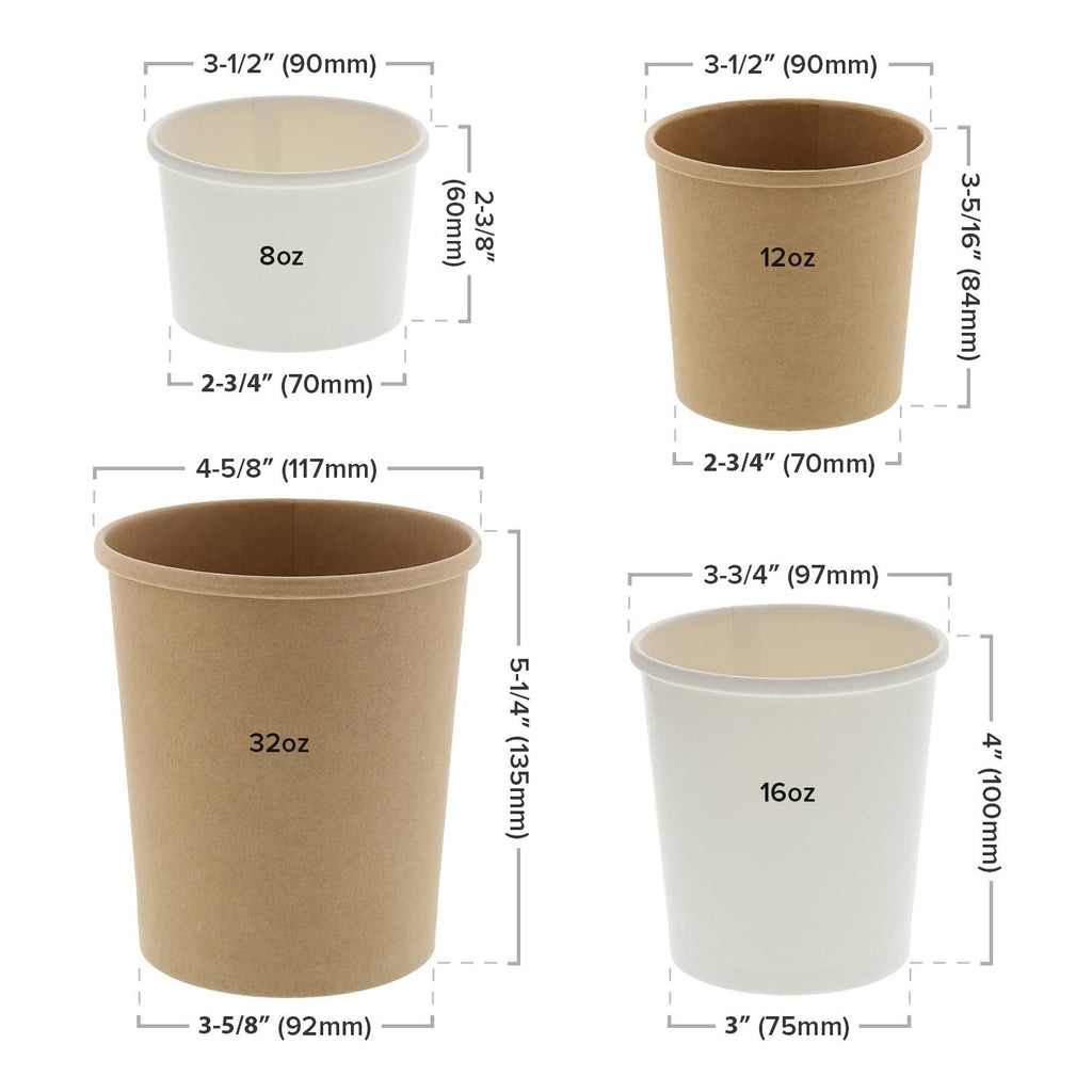 8 oz Kraft Paper Food Containers Case of 500 P4231