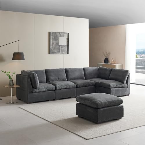 Oversized Modular 6 Seaters Cloud Sectional Sofa with Reversible Chaises R313