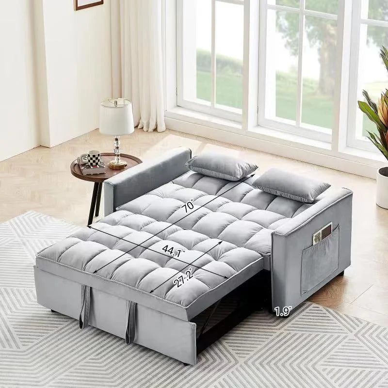 Black Velvet 3 in 1 Sleeper Sofa Bed V1345