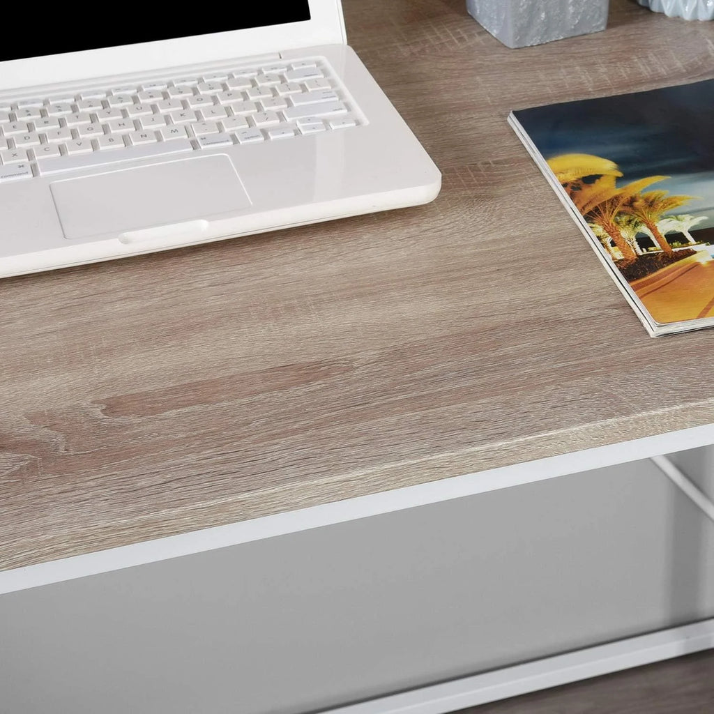 47.2 Inch Light Brown and White Computer Desk with Metal Frame U909