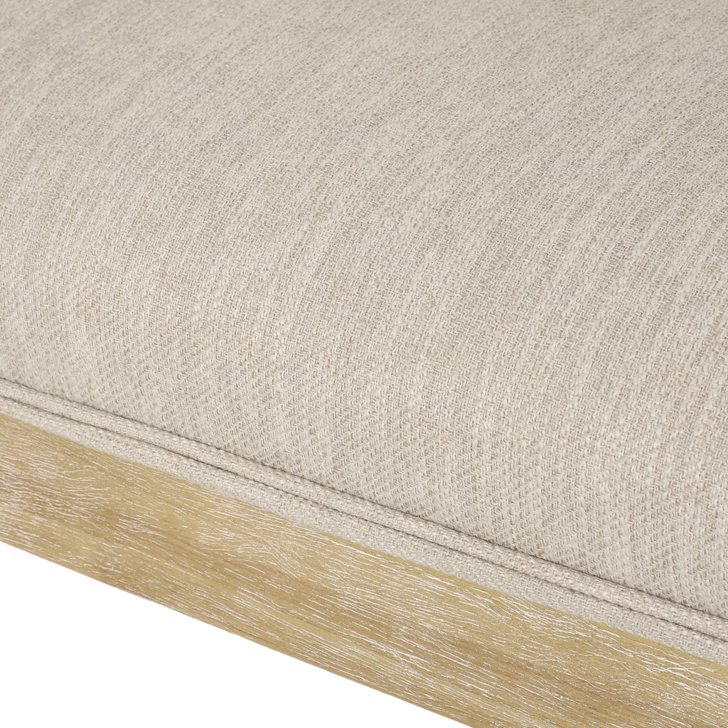 Beige Fabric Upholstered Wood and Cane Accent Chair X14737