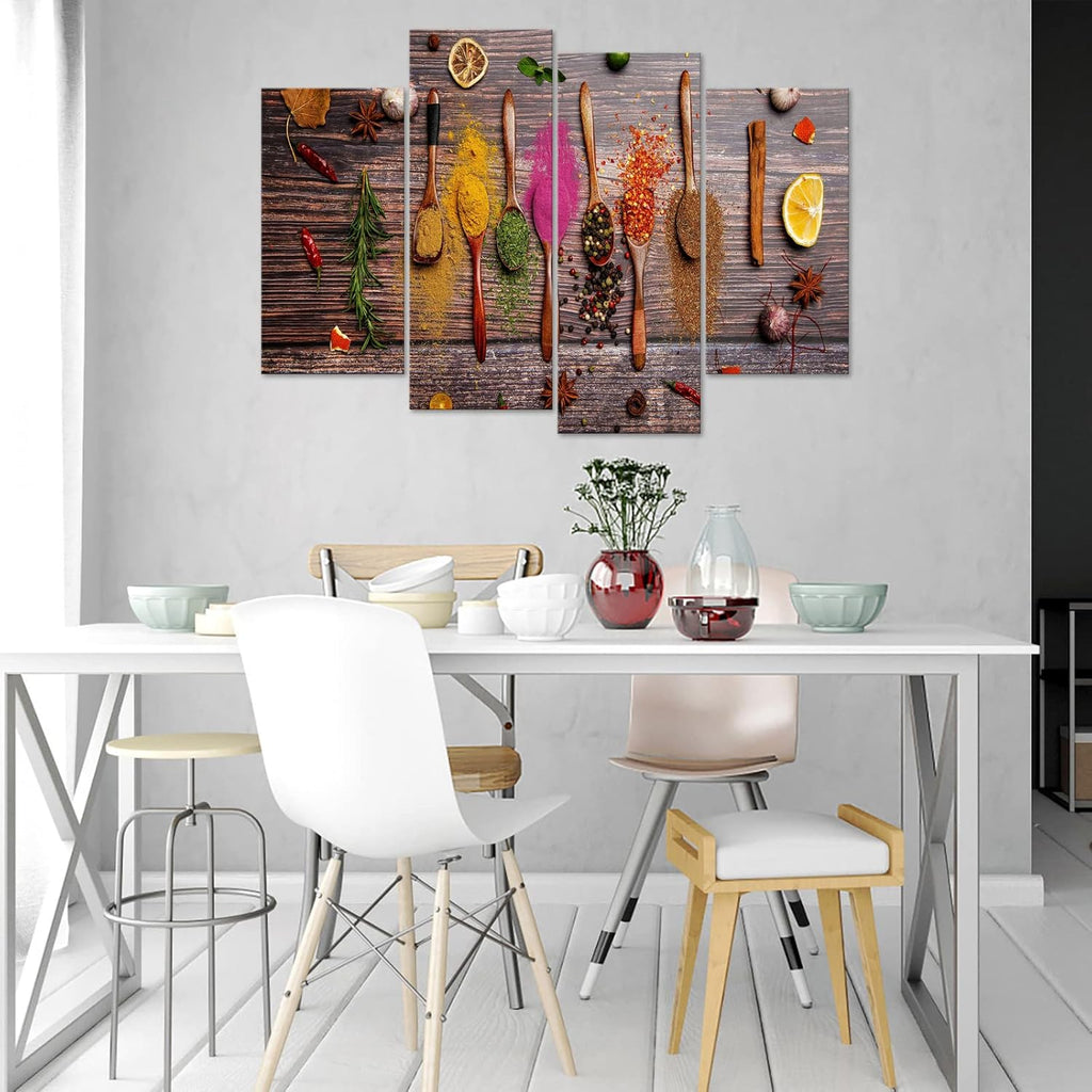 4 Pieces Framed Kitchen Canvas Wall Art O95478