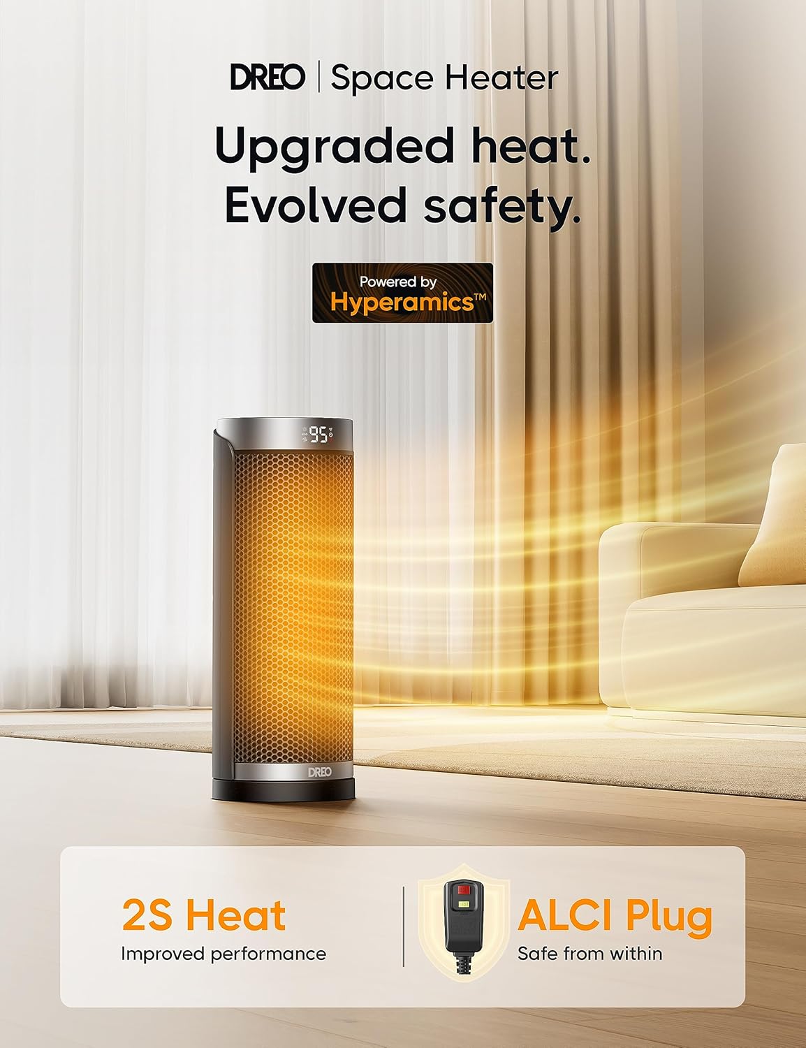 70° Oscillating 25" Portable Space Heater with Remote I760