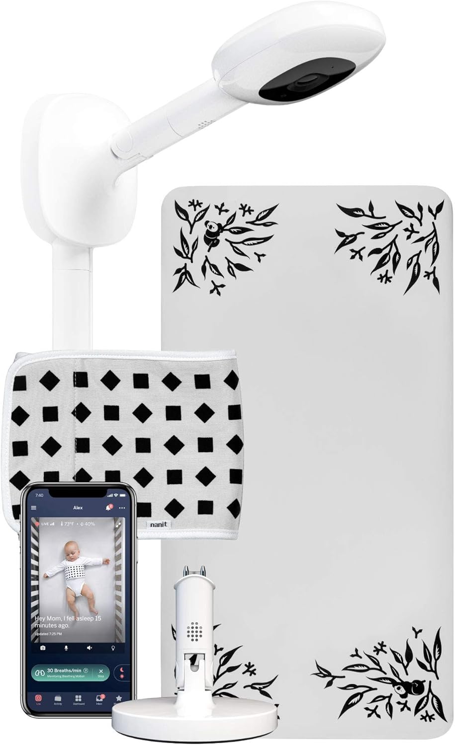Smart Baby Monitor & Wall Mount – 1080p Wi-Fi Video Camera, Sleep and Breathing Motion Tracker, 2-Way Audio, Night Vision X619