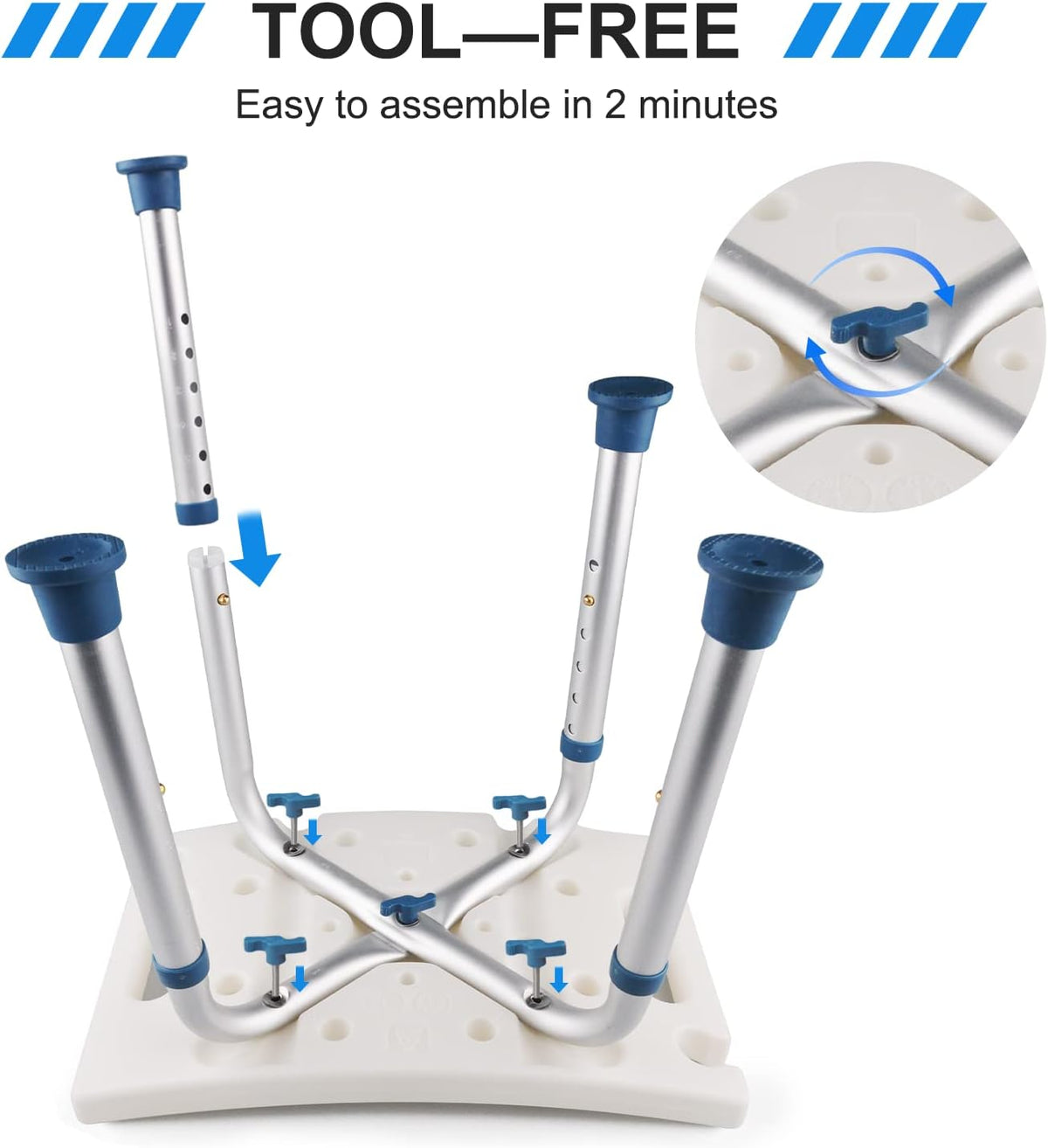Shower Stool with Shower Head Holder, 350LBS Capacity I10165