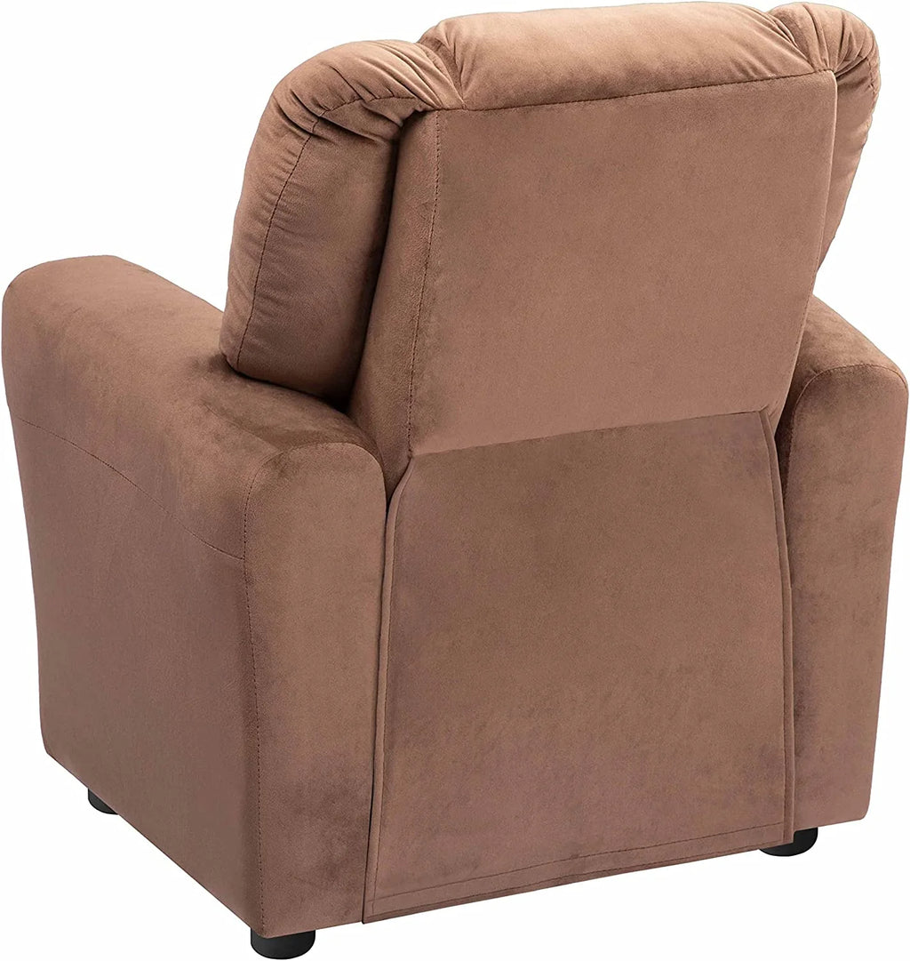 Brown Microfiber Toddler Recliner with Footrest D716
