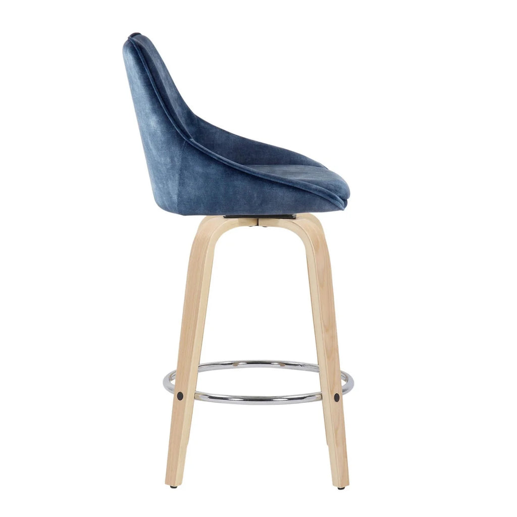 Blue Velvet Fixed-Height Counter Stool Z17991