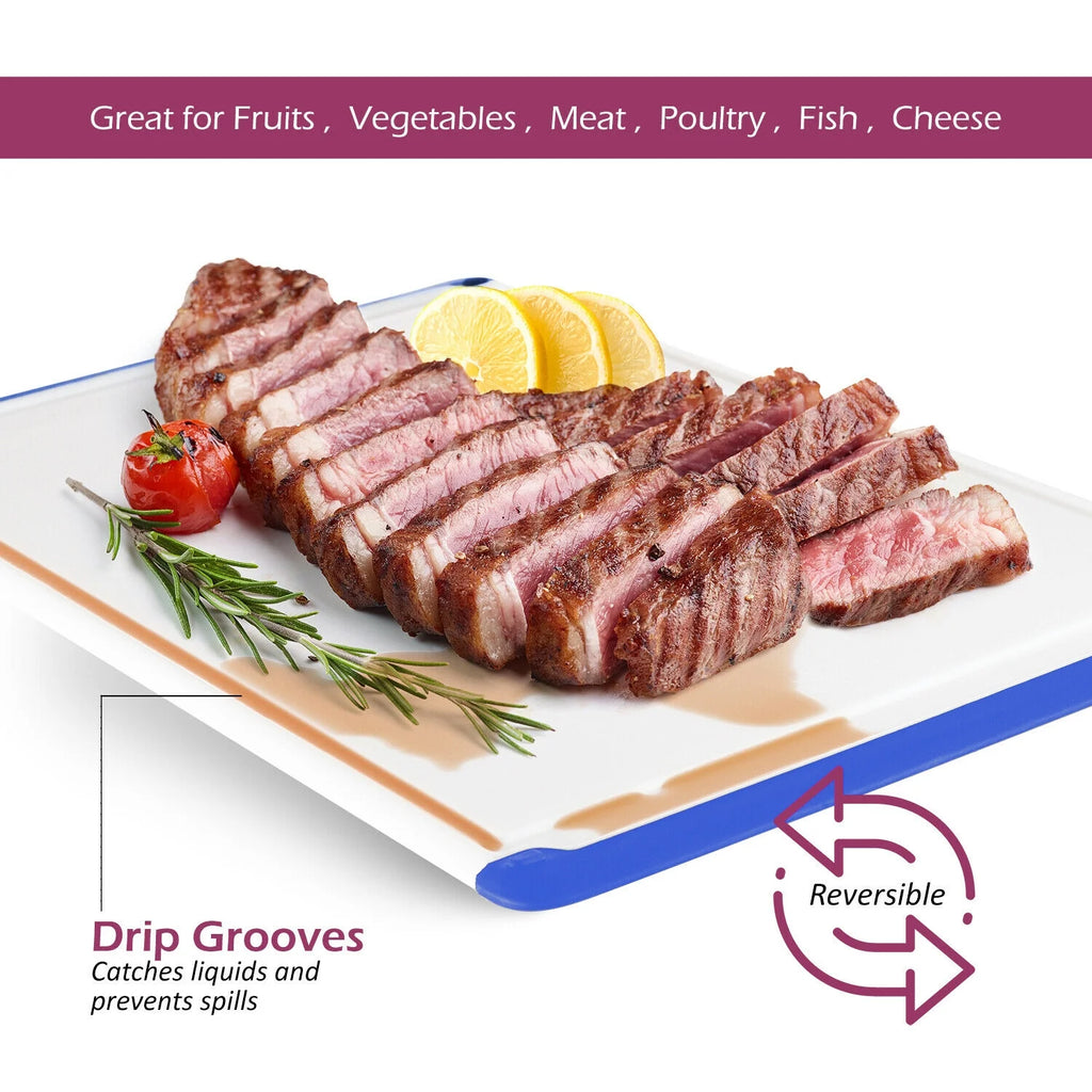 Blue Plastic Cutting Board with Drip Grooves N827153