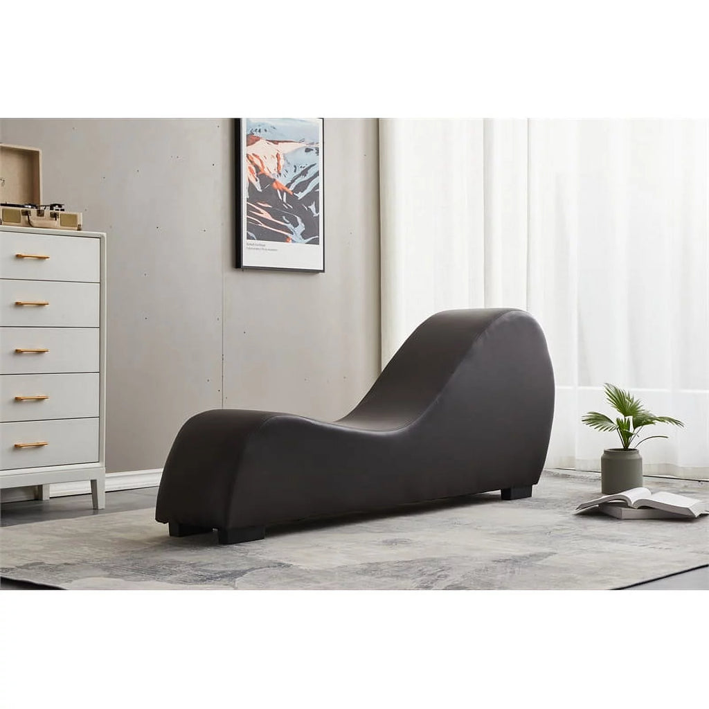 Brown Faux Leather Chaise X729087