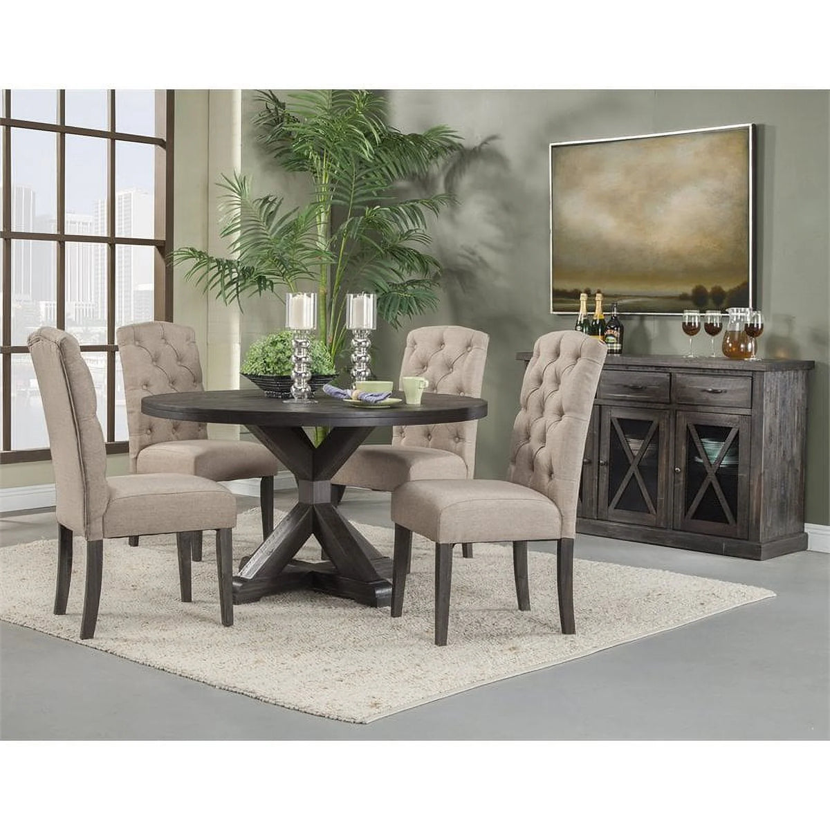 Contemporary Wood Dining Sideboard in Salvaged Gray R105058