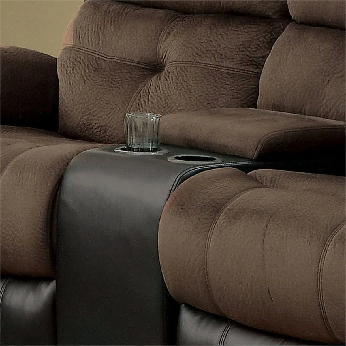 Faux Leather 2-Piece Sofa Set in Brown and Black N35409