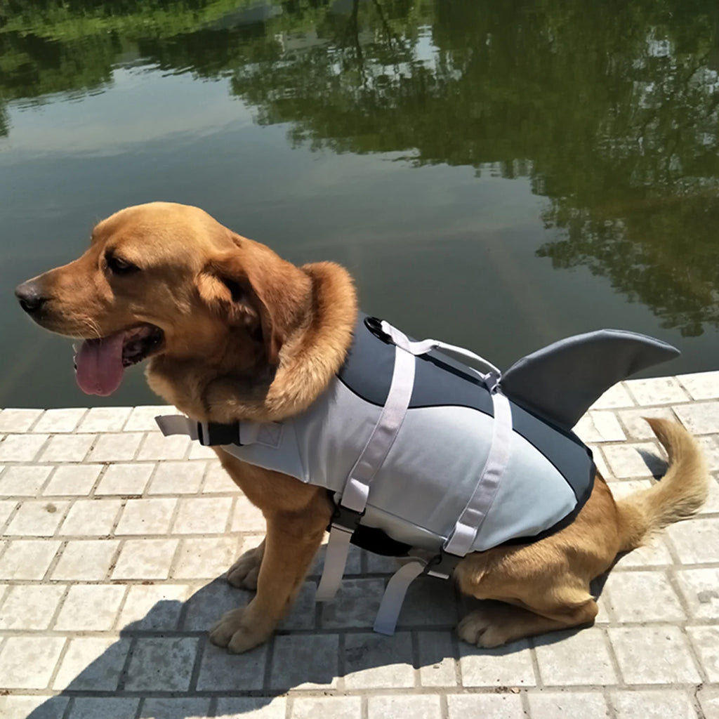 Dog Pet Shark Swimsuit Vest Safety Wear Preserver W705