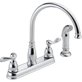 Chrome 2-Handle Kitchen Sink Faucet with Side Sprayer O936