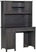 White Computer Desk with Hutch and Storage Shelves Drawers Cabinets E7810